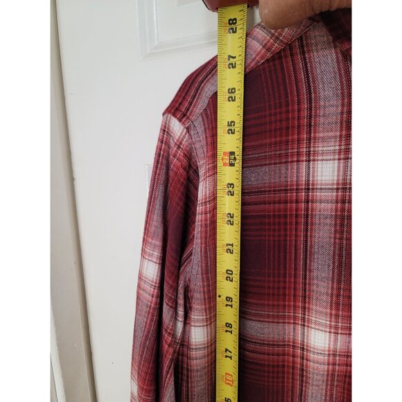 JACHS Girlfriend Red & White Plaid Button-Up Long Sleeve Shirt With pockets - Picture 9 of 12